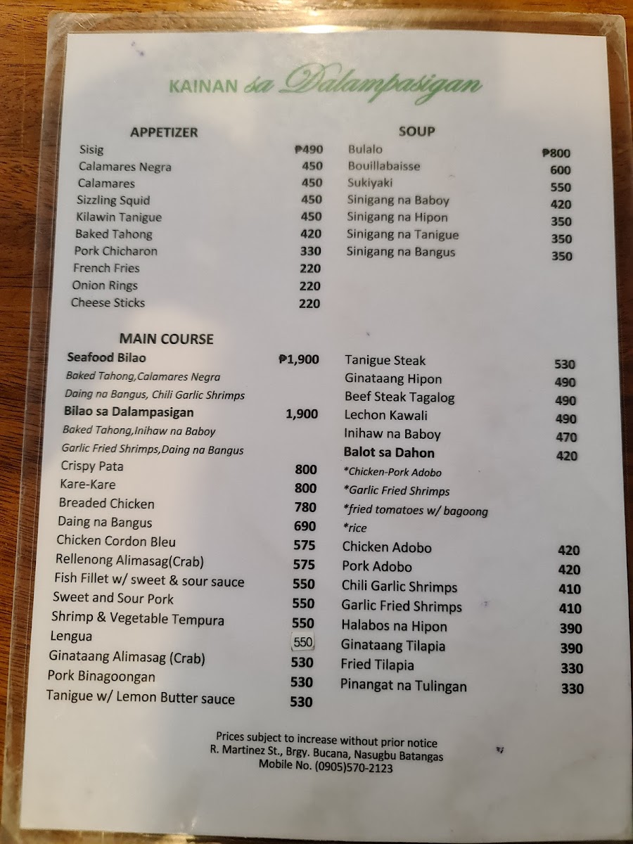 Kainan sa Dalampasigan Menu - Image 5